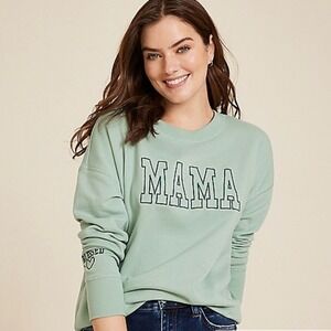 Maurices XXL Mama Spell Out Green Sweatshirt Blessed Lounge Cozy Soft Oversized